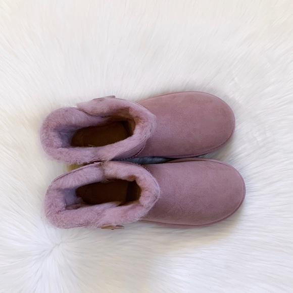 UGG Mini Bailey Button II Pink Crystal Boots - Picture 3 of 6